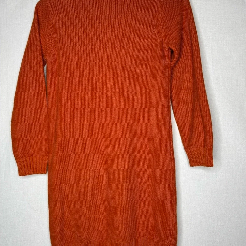 Gymboree Girls Orange Button Down Sweater Dress Sz 7-8 Long Sleeve Cable Knit